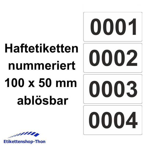 Haftetiketten - nummeriert - 100 x 50 mm - ablösbar